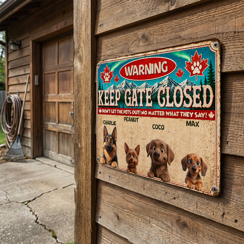 Personalized Don't Let The Pets Out Metal Sign