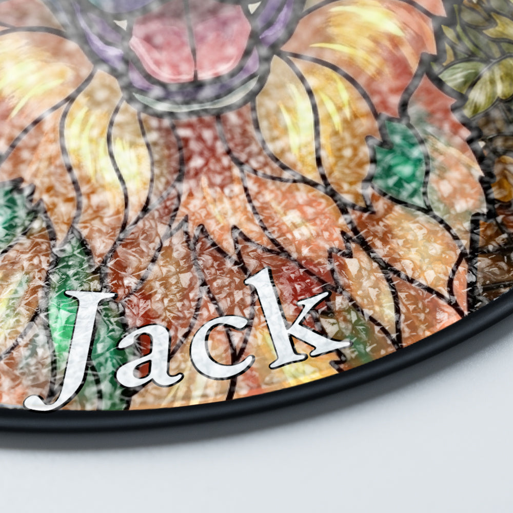 Personalized German Shepherd Daisy Stained Glass Ornament