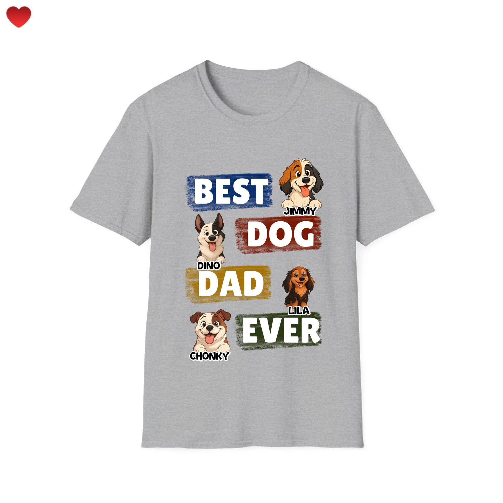 Best Dog Dad/Mom T-Shirt - Personalized T-Shirt - Up to 4 Dogs