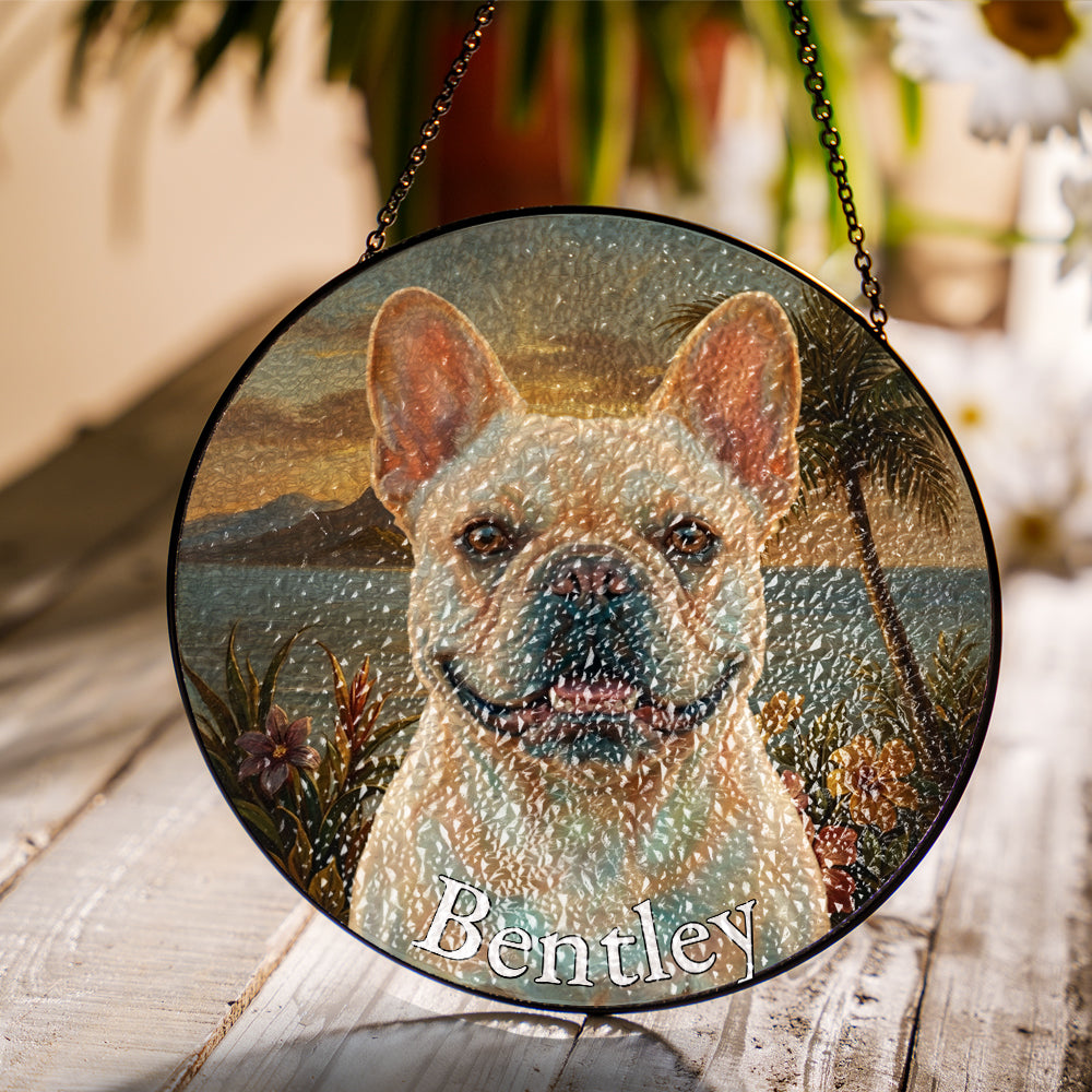 Personalized French Bulldog Stained Glass Ornament