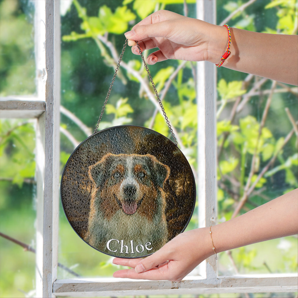Personalized Dog Portrait Stained Glass Ornament