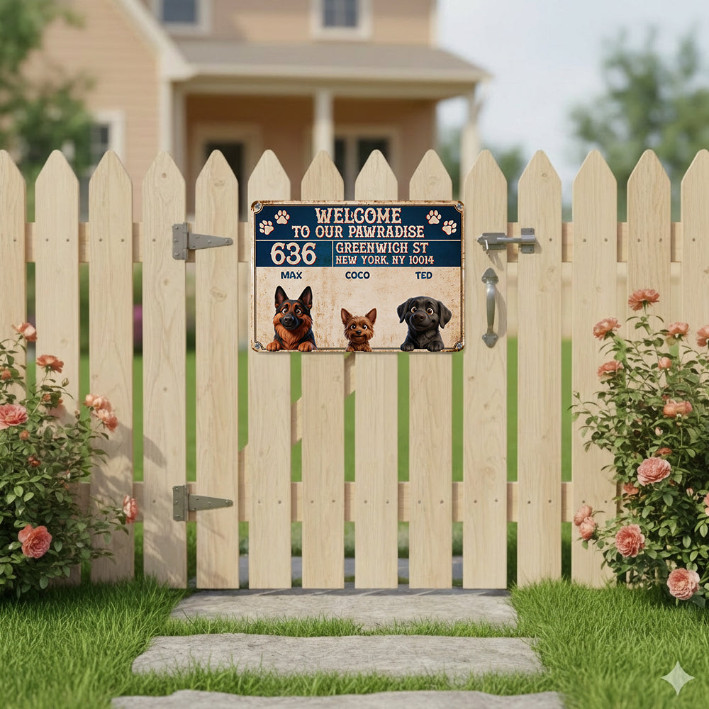 Personalized Peeking Dogs Metal Sign