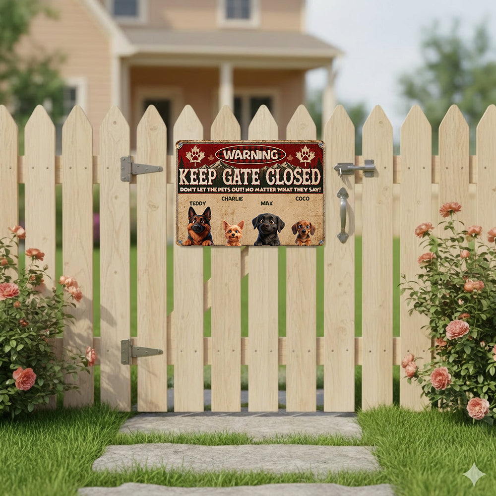 Personalized Don't Let The Pets Out Metal Sign