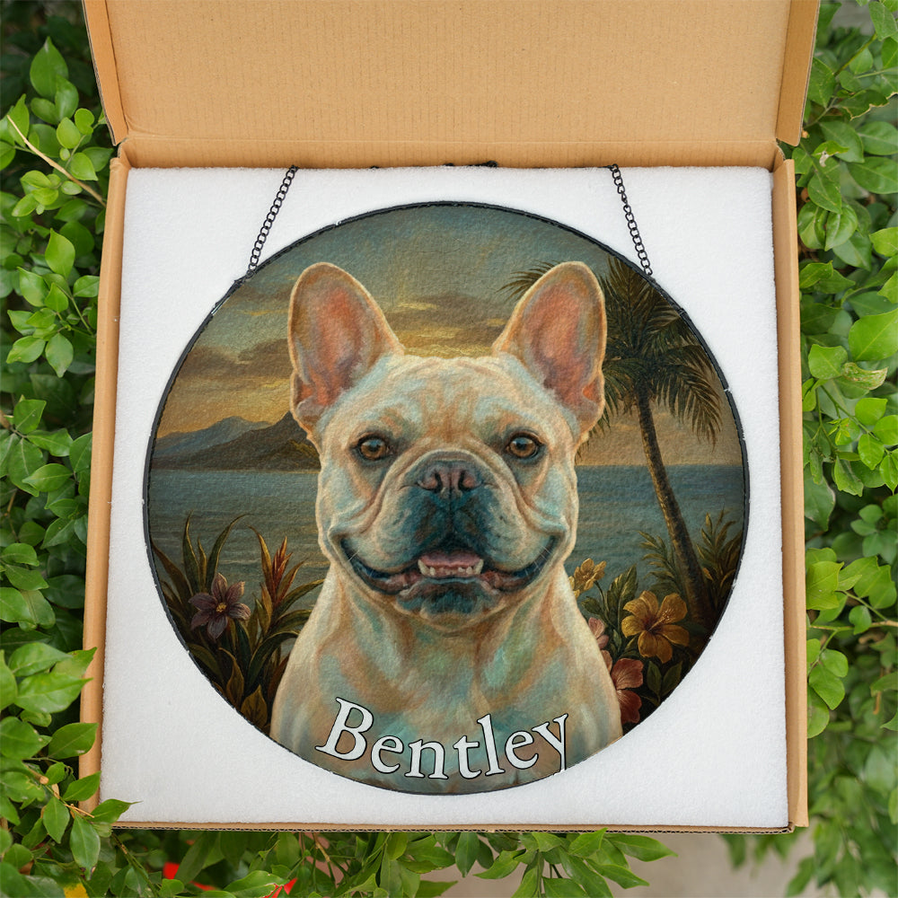 Personalized French Bulldog Stained Glass Ornament