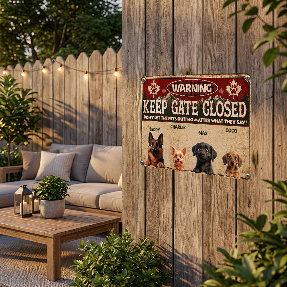 Personalized Don't Let The Pets Out Metal Sign