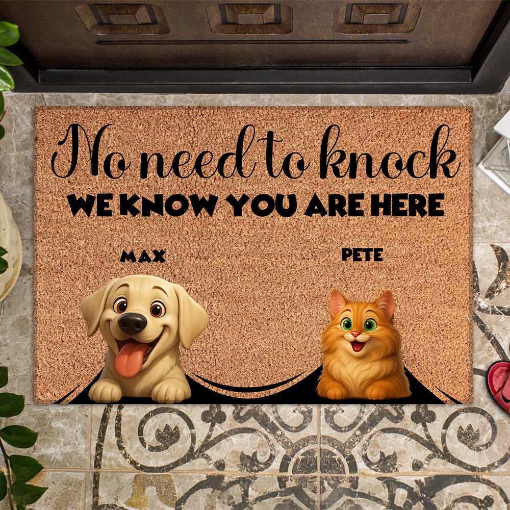 Personalized No Need To Knock Doormat - Up to 6 Pets - Decorative Mat - Custom Doormat