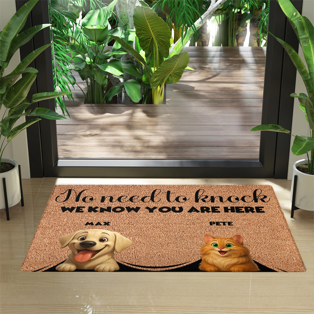 Personalized No Need To Knock Doormat - Up to 6 Pets - Decorative Mat - Custom Doormat