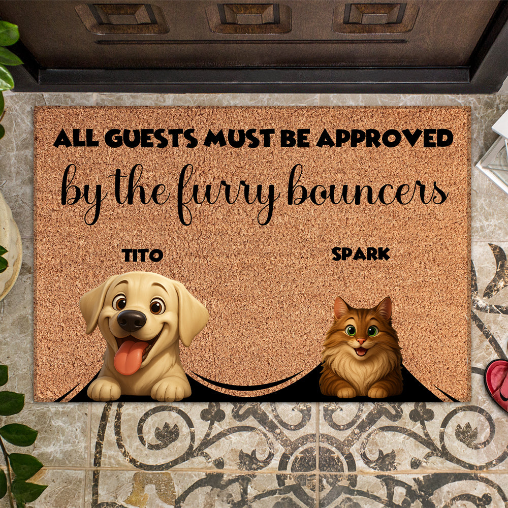 Personalized Furry Bouncers Doormat - Up to 6 Pets - Decorative Mat - Custom Doormat