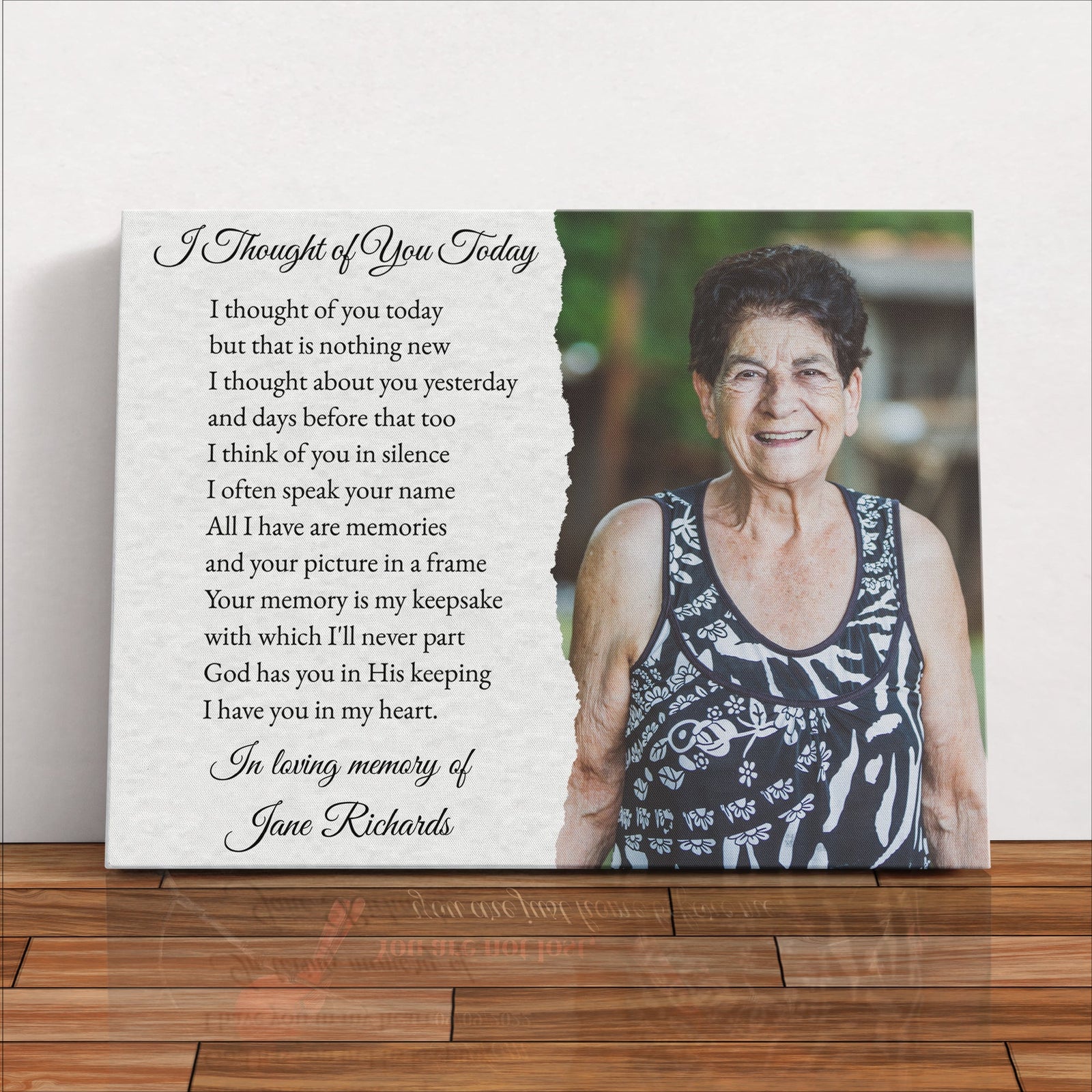 I Thought of You Today Memorial Canvas – Personalized Photo Frame, Bereavement Gift, Sympathy Wall Art for Loss of Loved One