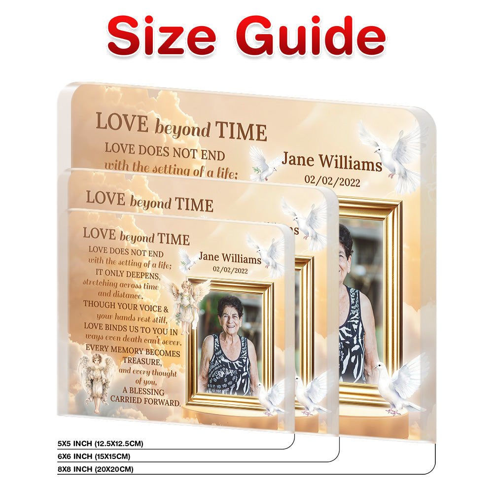 Personalized Memorial Plaque with Photo – Golden Sky & Angels, “Love Beyond Time” Sympathy Gift