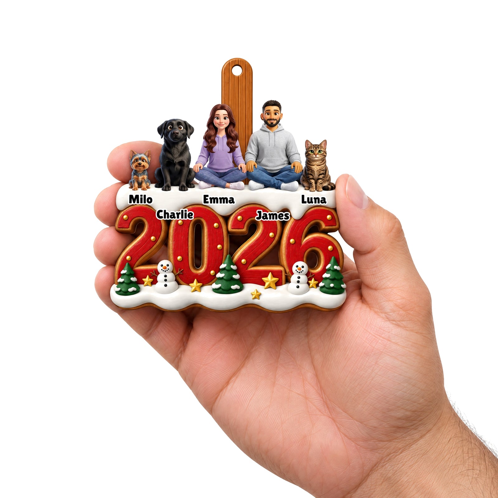 Personalized angel photo ornament held in a hand