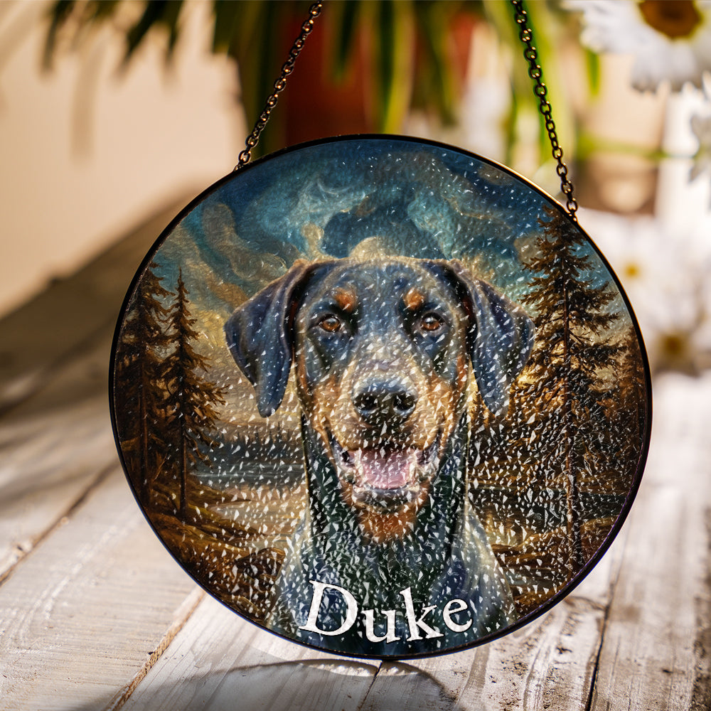 Personalized Dog Portrait Stained Glass Ornament