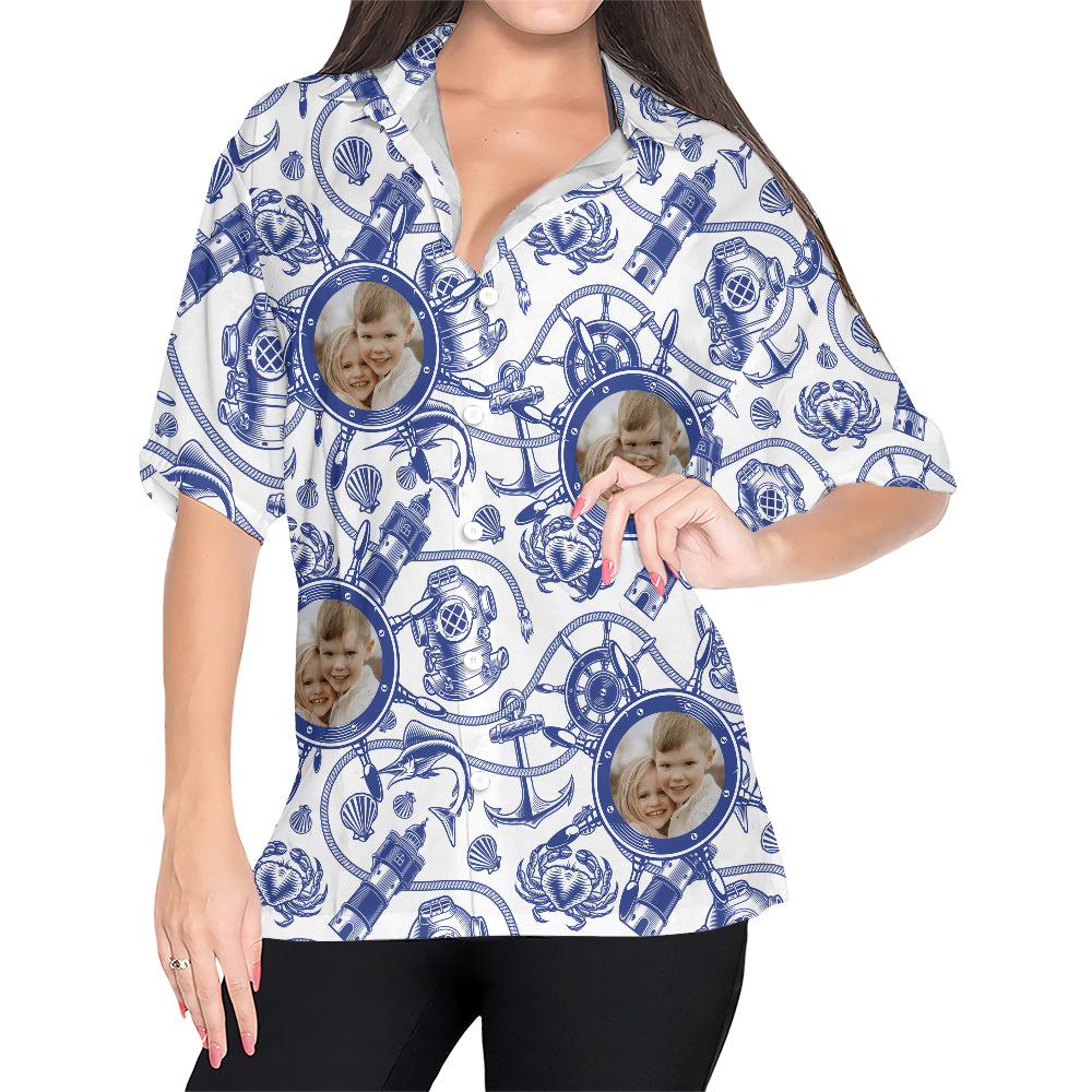 Personalized Nautical Hawaiian Shirt - Up to 6 Photos - Personalized Shirt