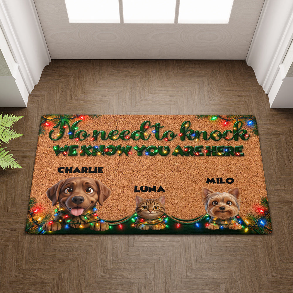 Personalized Pet Doormat – Christmas Lights Dogs and Cat – photo 3