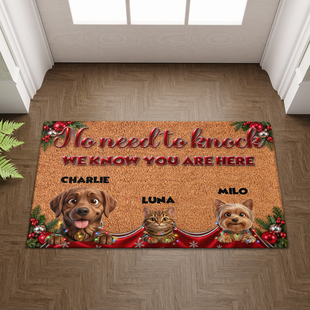 Personalized Pet Doormat – Christmas Lights and Baubles – photo 3
