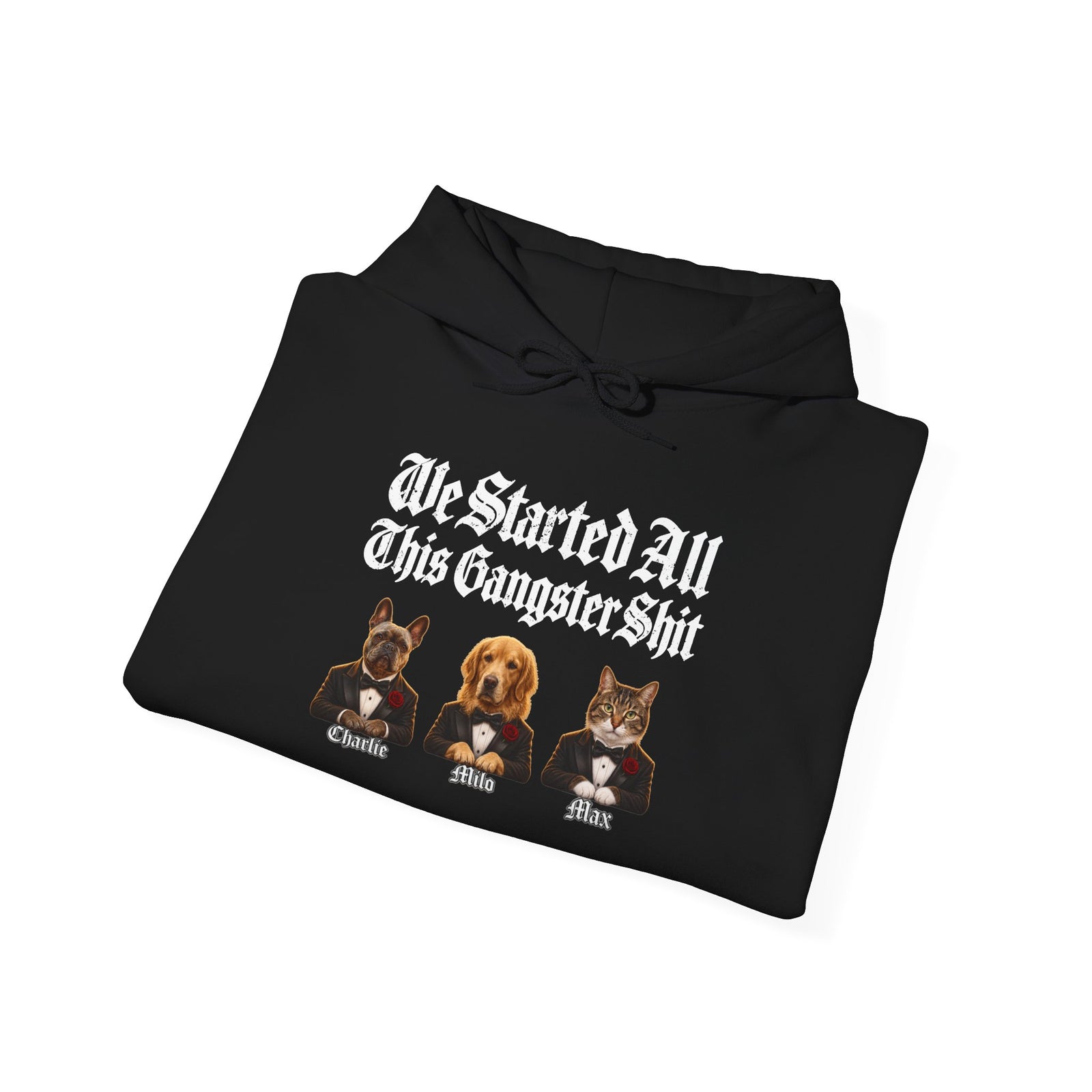 Personalized Gangster Pet Portrait Hoodie from Photo – Pets with Names – Foto 4