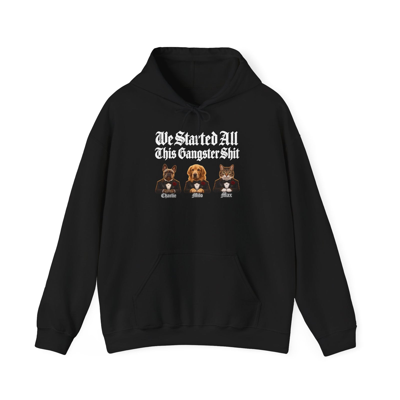 Personalized Gangster Pet Portrait Hoodie from Photo – Pets with Names
