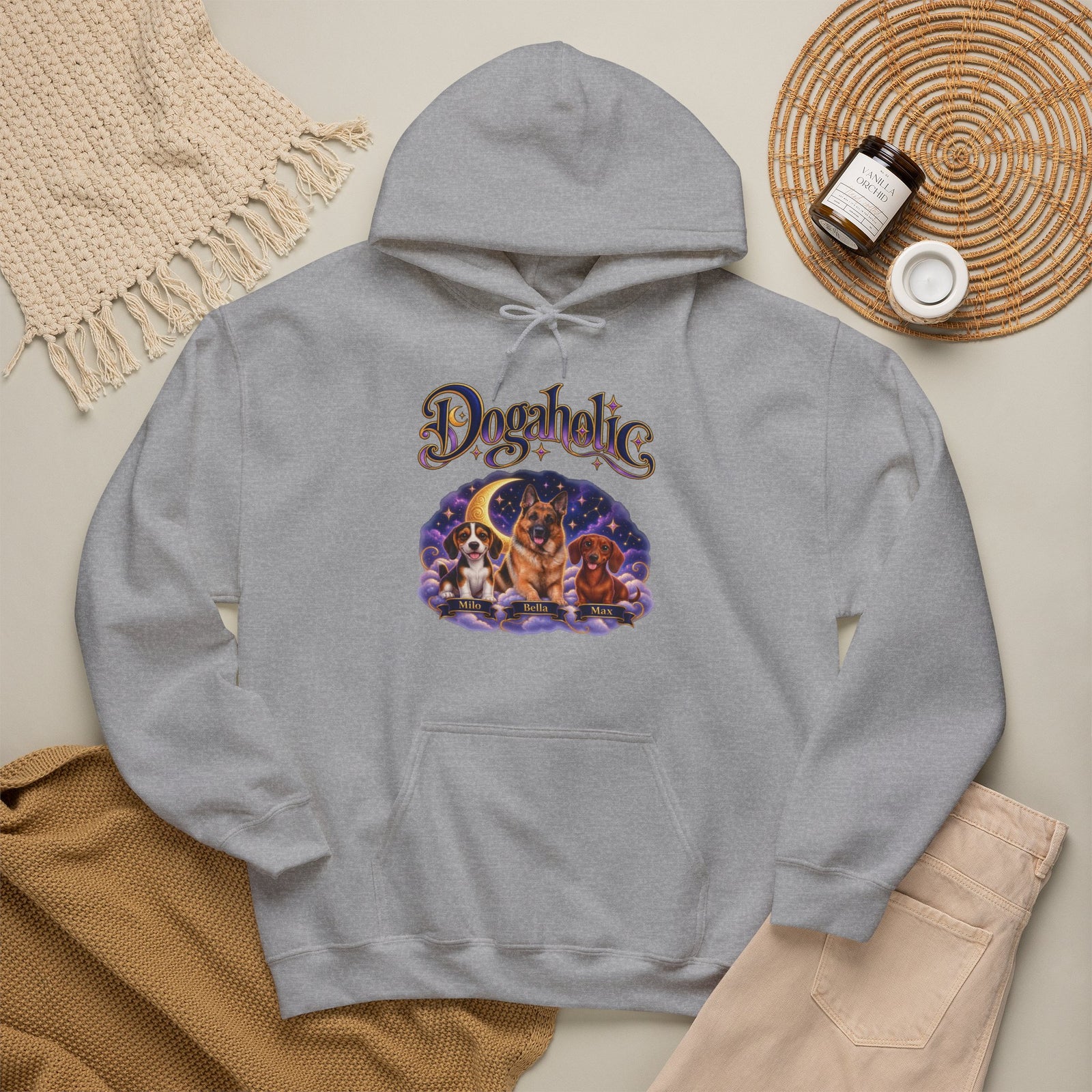 Personalized Dog Hoodie – Dogaholic Celestial Moon – Foto 5