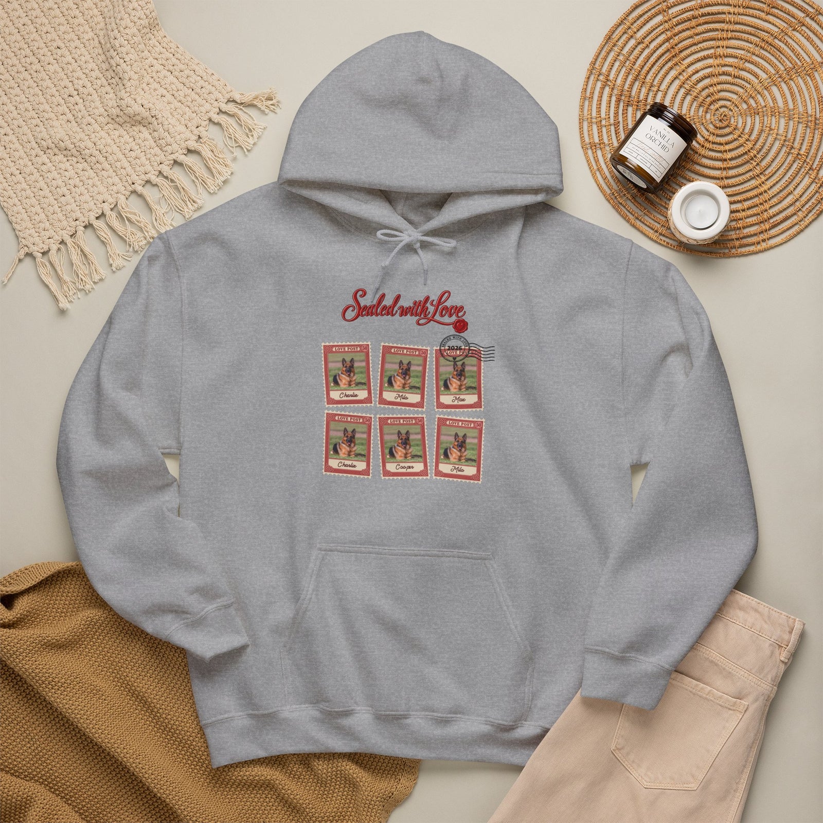 Personalized Dog Hoodie – Love Post Pet Name Stamps – photo 5