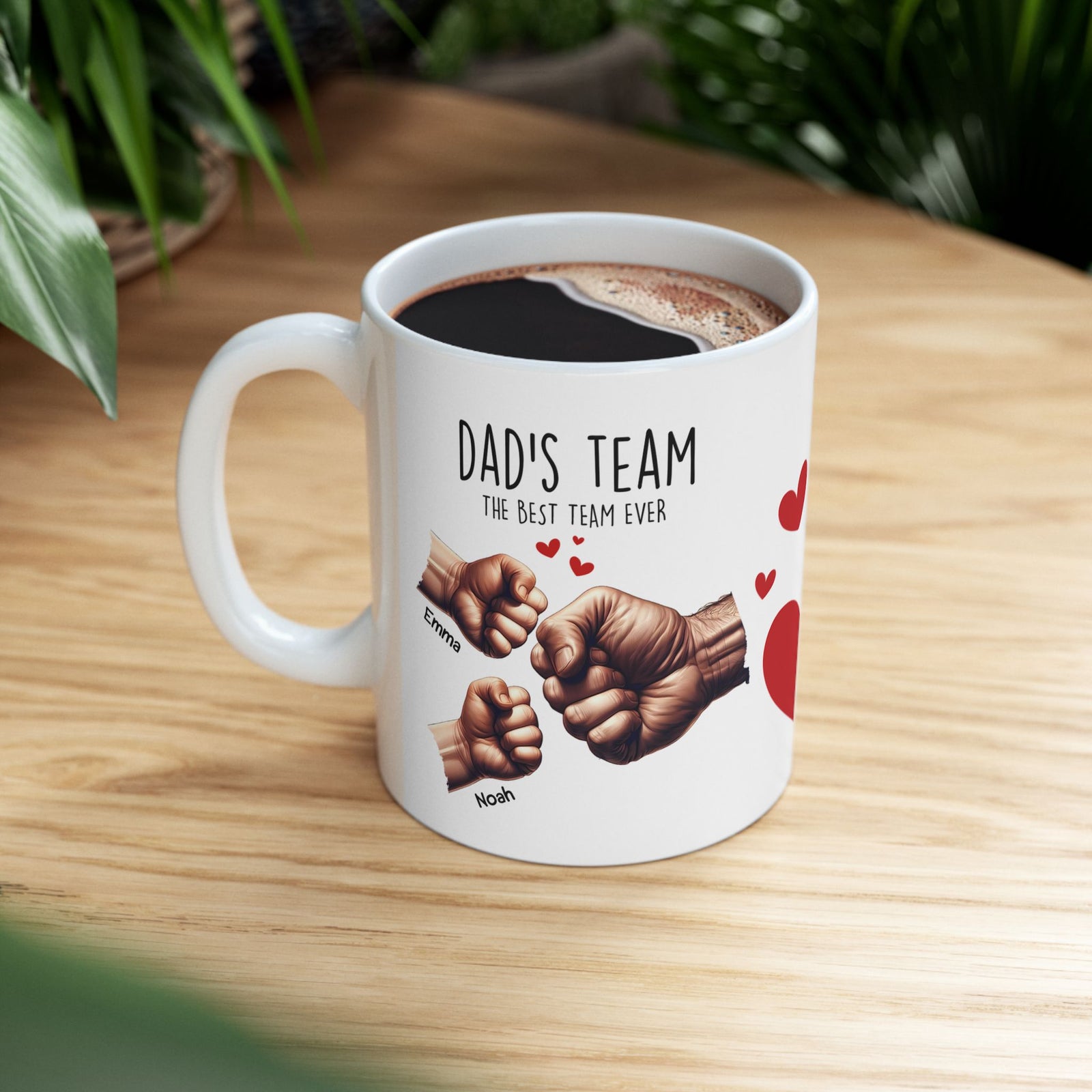 Papa-Tasse – Papas Team-Tasse – Personalisiertes Vatertagsgeschenk – Bis zu 6 Kinder – Foto 4