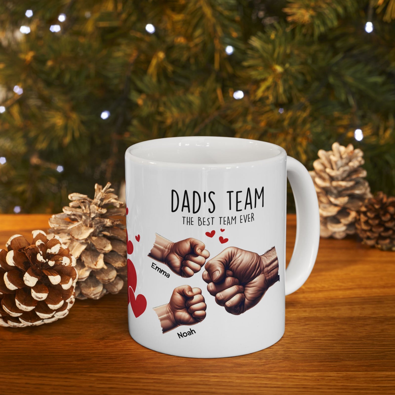 Papa-Tasse – Papas Team-Tasse – Personalisiertes Vatertagsgeschenk – Bis zu 6 Kinder – Foto 6
