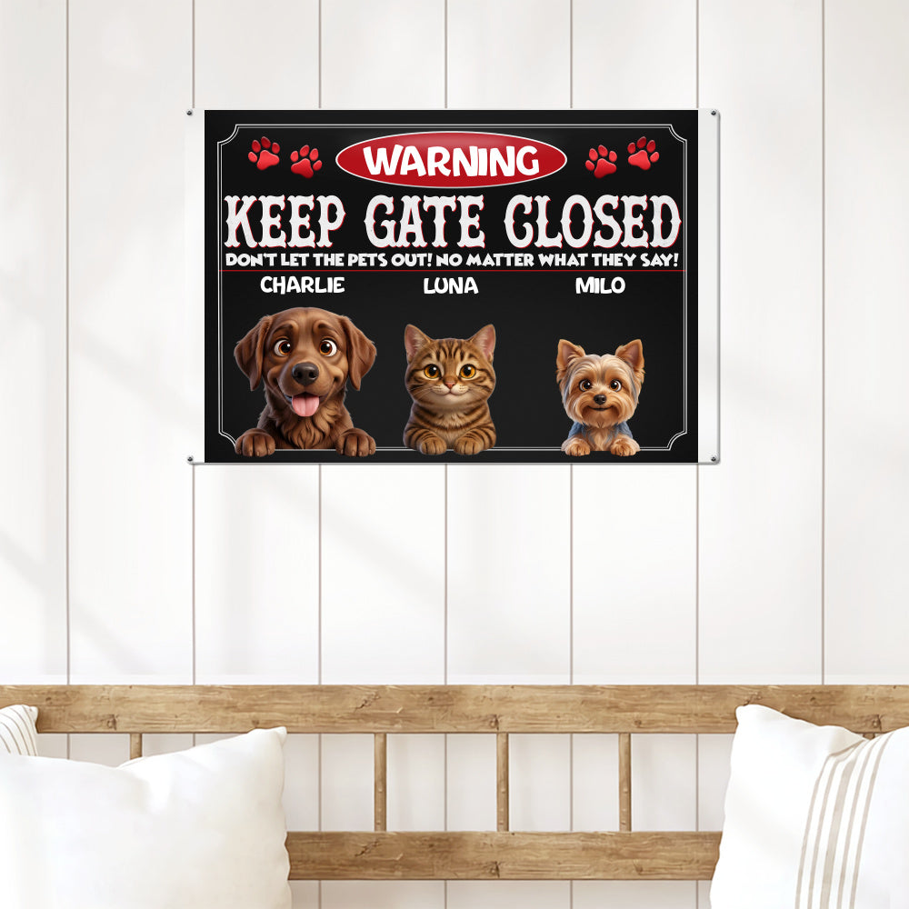 Personalized Dog Metal Sign – Pets Gate Warning – photo 6
