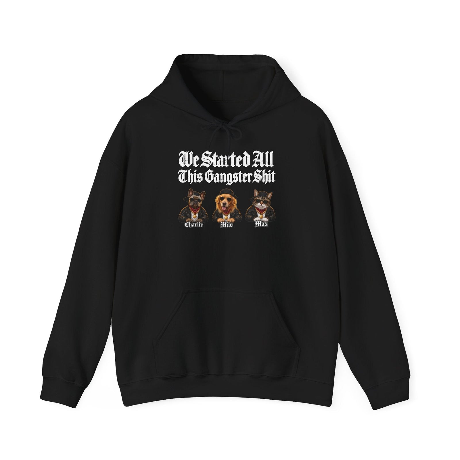 Personalized Gangster Pet Portrait Tee from Photo – Pets with Names – Hoodie