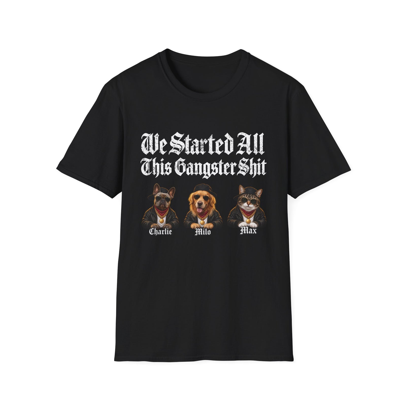 Personalized Gangster Pet Portrait Tee from Photo – Pets with Names – Foto 2