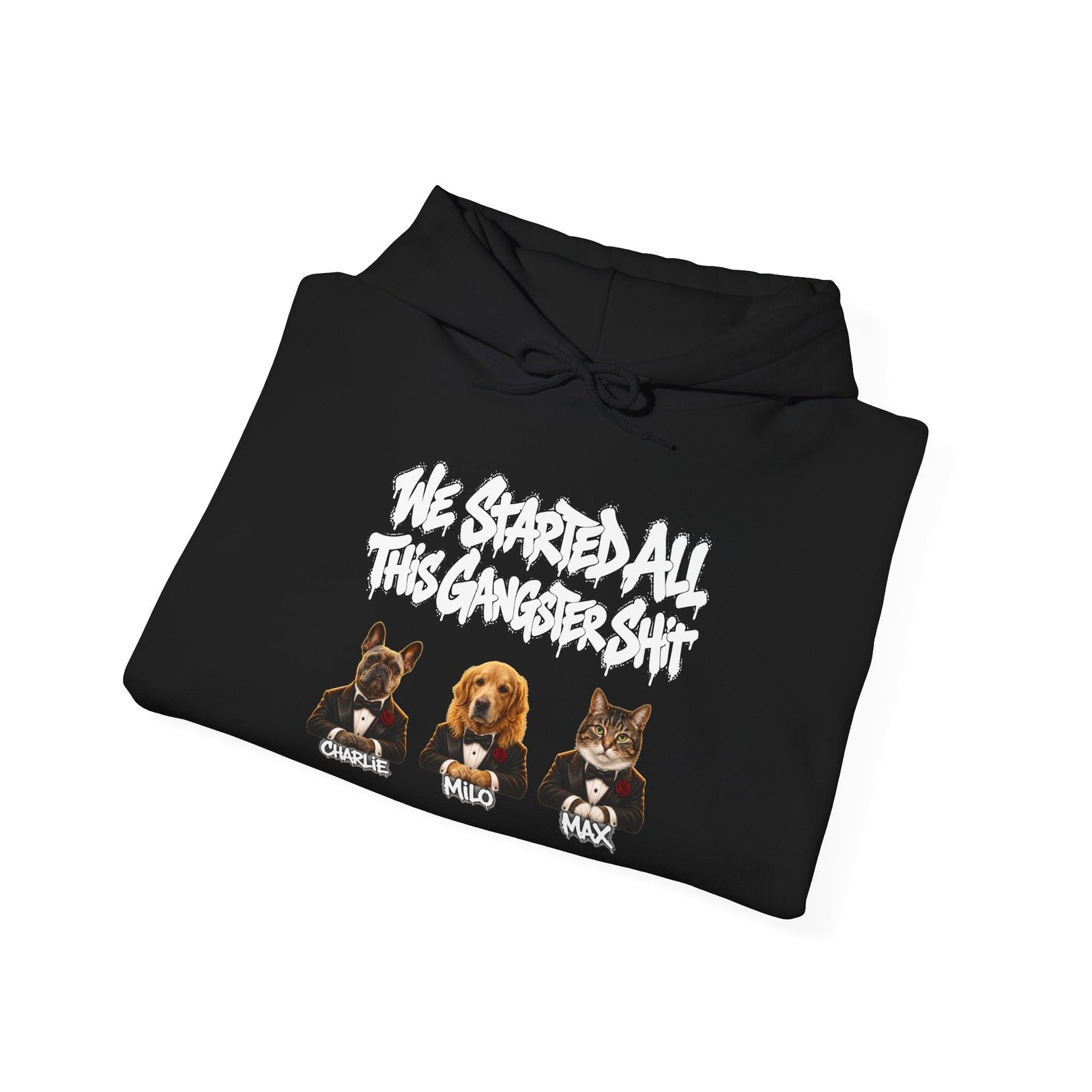 Personalized Gangster Pet Portrait Tee from Photo – Graffiti, Pets with Names – Hoodie