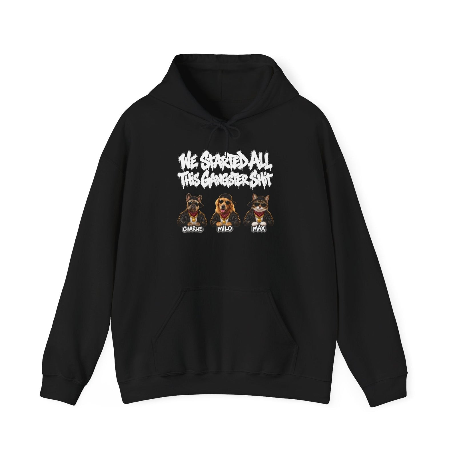Personalized Gangster Pet Portrait Tee from Photo – Graffiti, Pets with Names – Hoodie