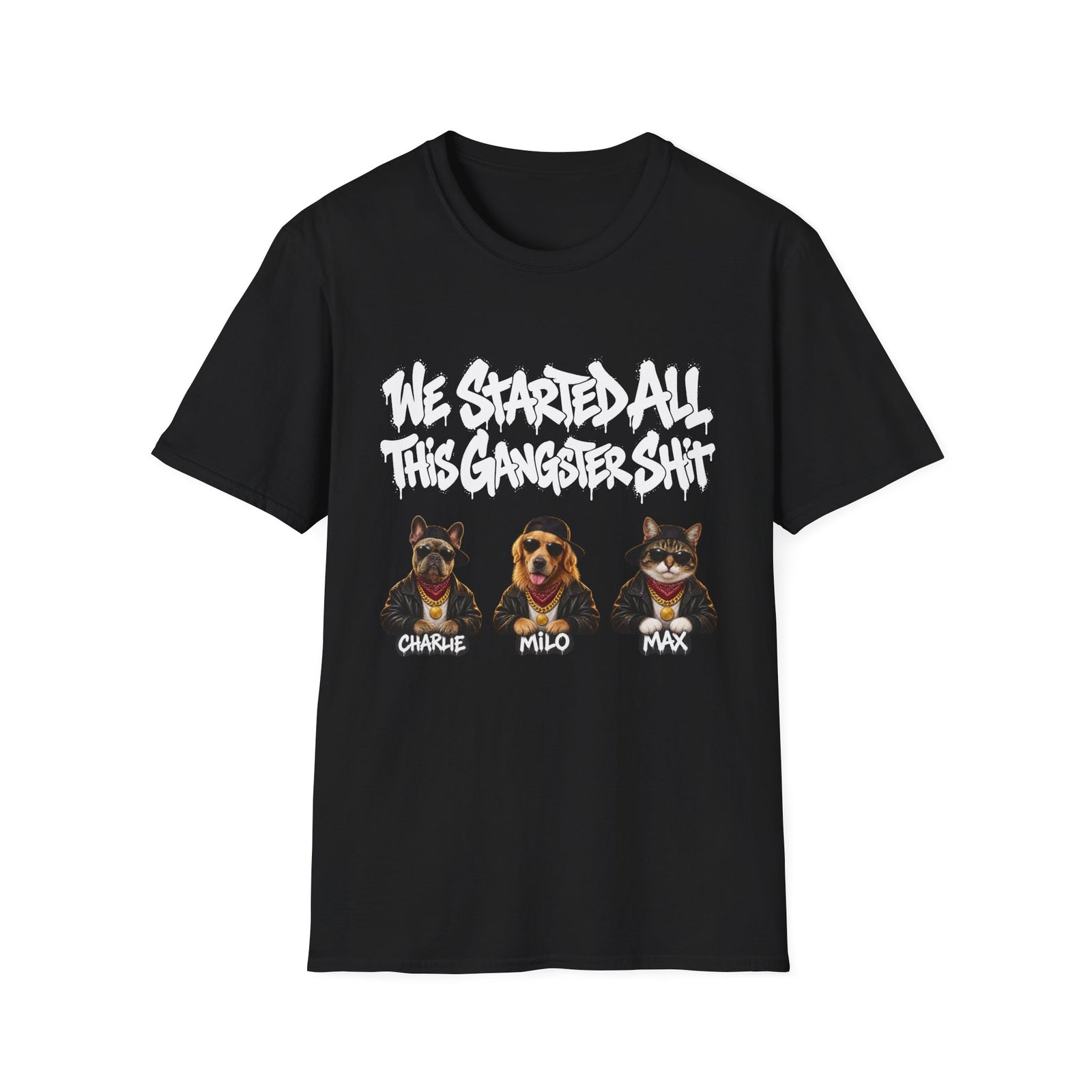 Personalized Gangster Pet Portrait Tee from Photo – Graffiti, Pets with Names – Foto 2