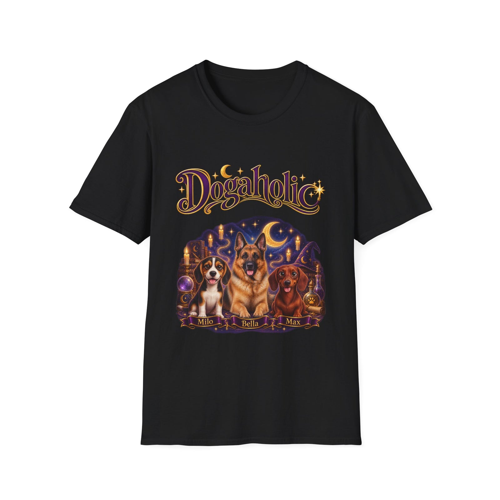 Personalized Graphic Tee – Dogaholic Wizard Dogs – photo 16