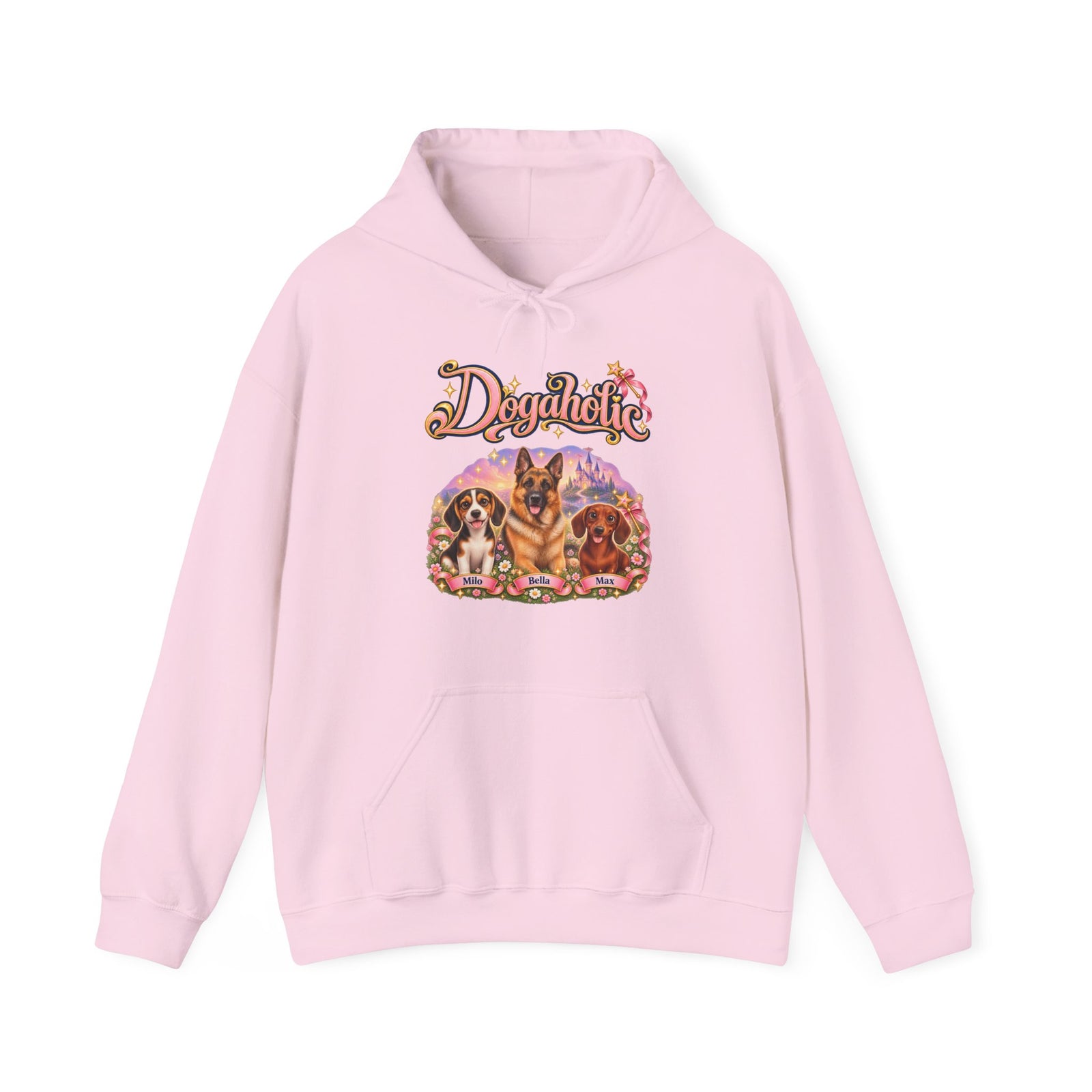 Personalized Graphic Tee – Dogaholic Fairy Tale – Hoodie Light Pink