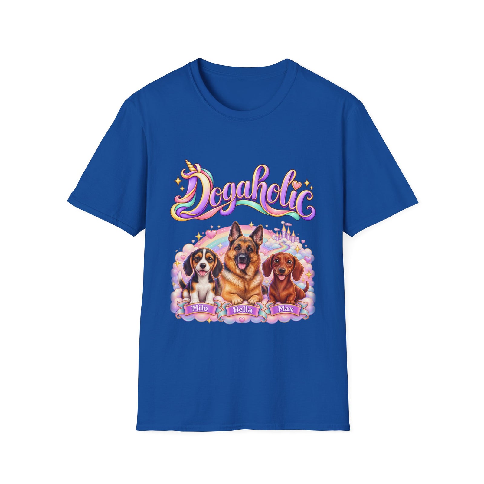 Personalized Graphic Tee – Dogaholic Unicorn Rainbow – photo 7