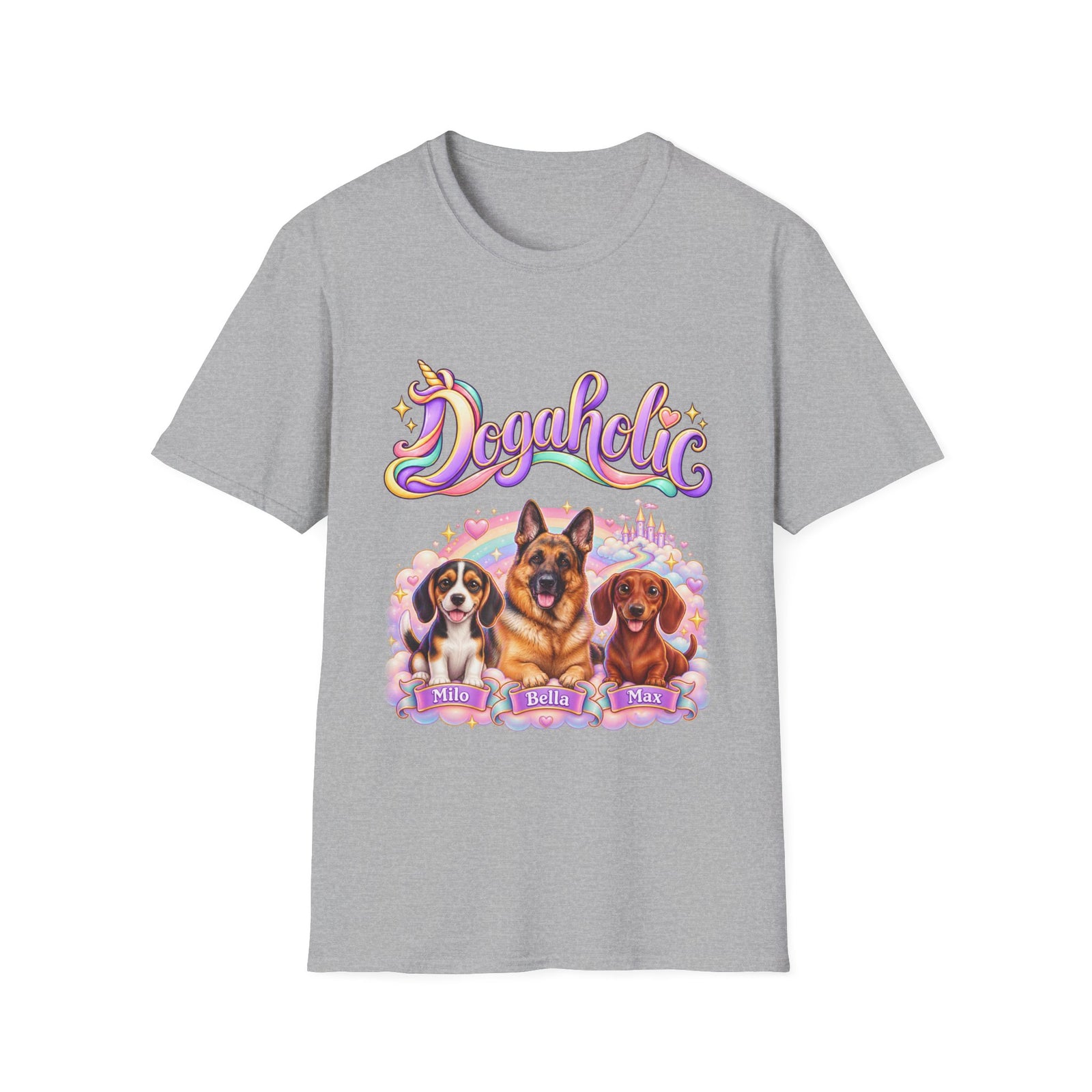 Personalized Graphic Tee – Dogaholic Unicorn Rainbow – photo 10