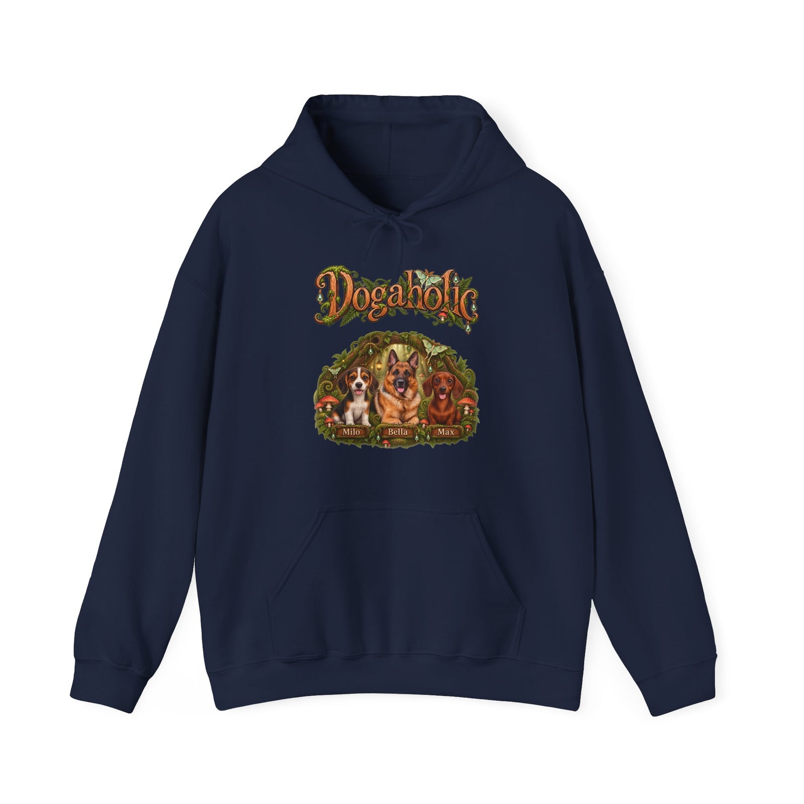 Personalized Graphic Tee – Dogaholic Enchanted Forest – Hoodie Navy