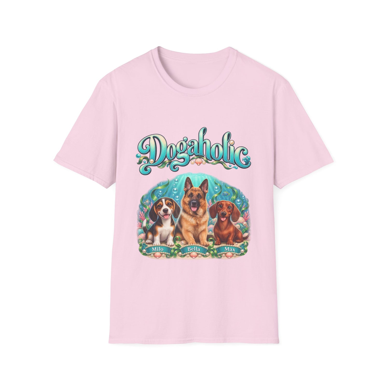 Personalized Graphic Tee – Dogaholic Mermaid Dogs – photo 19