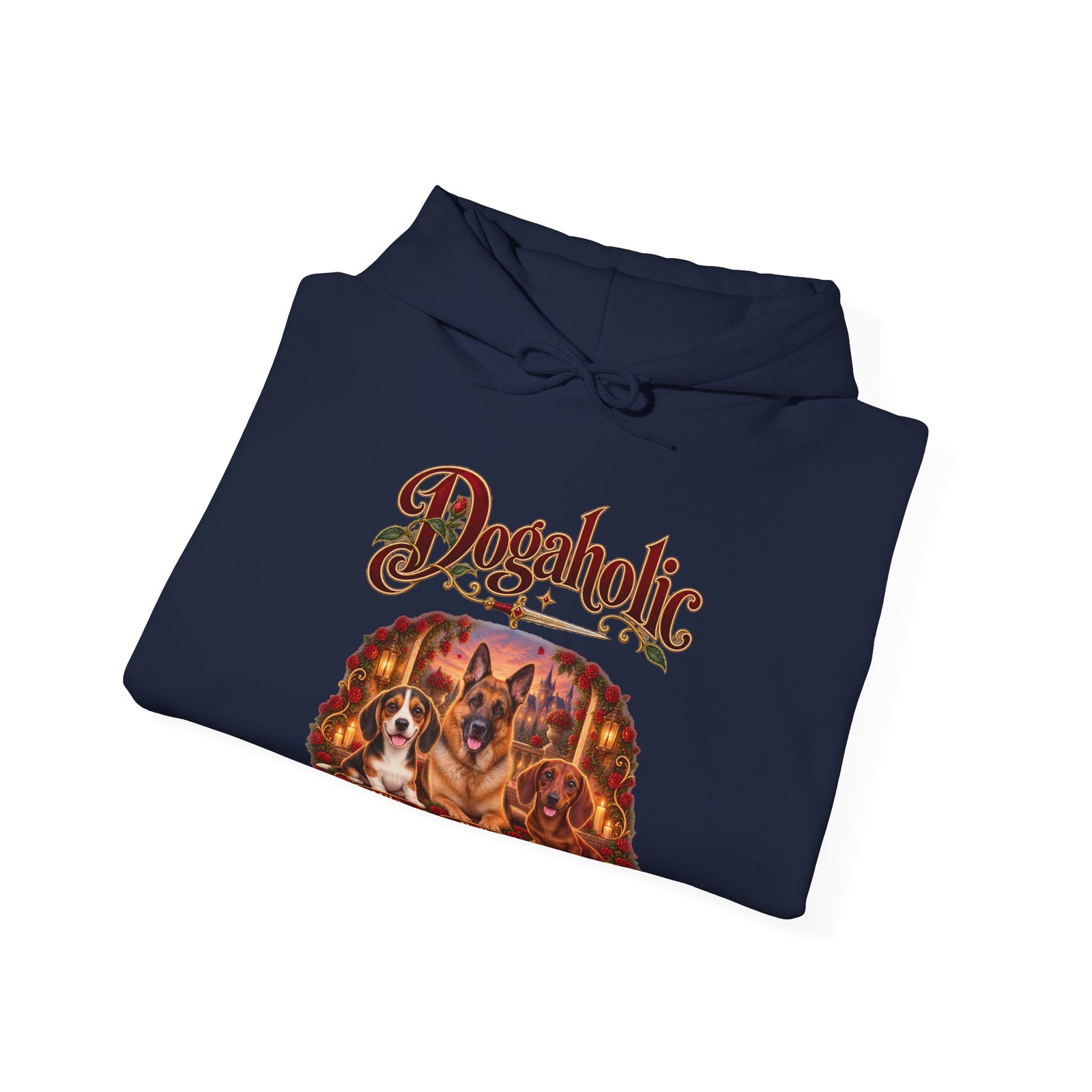 Personalized Graphic Tee – Dogaholic Rose Fantasy – Hoodie Navy