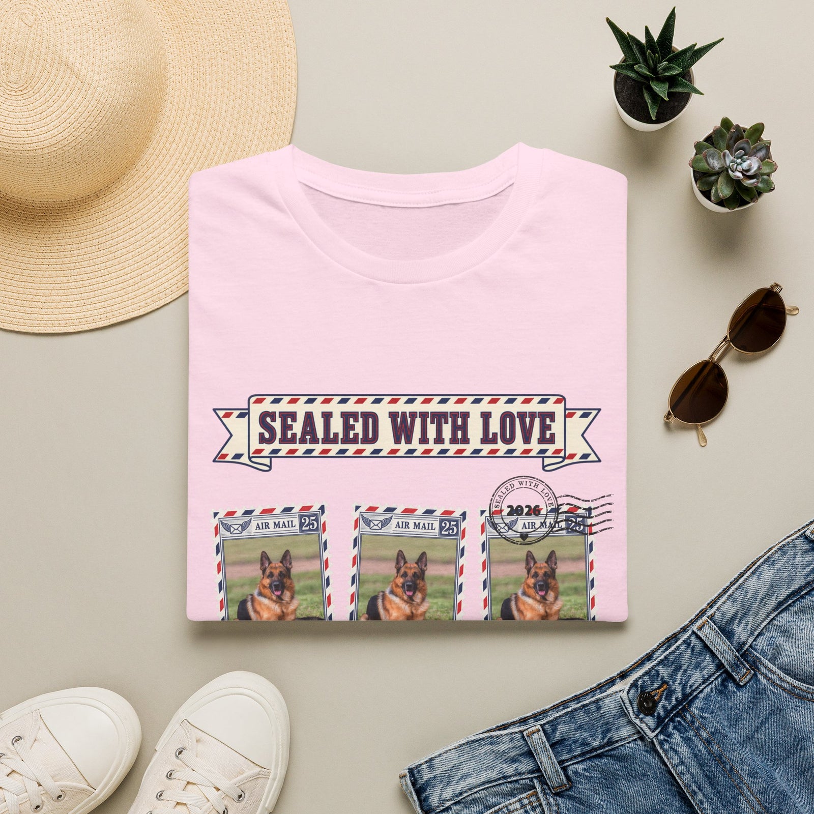 Personalized Graphic Tee – Dog Air Mail Stamps – Foto 20