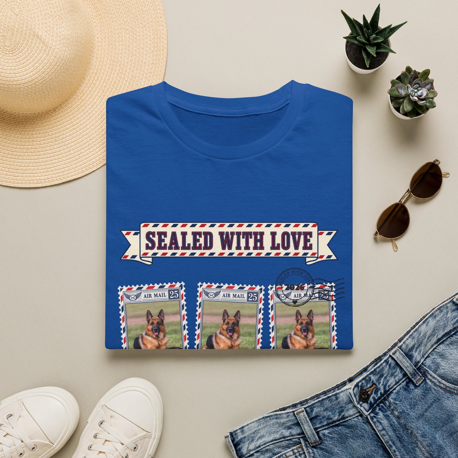 Personalized Graphic Tee – Dog Air Mail Stamps – Foto 8