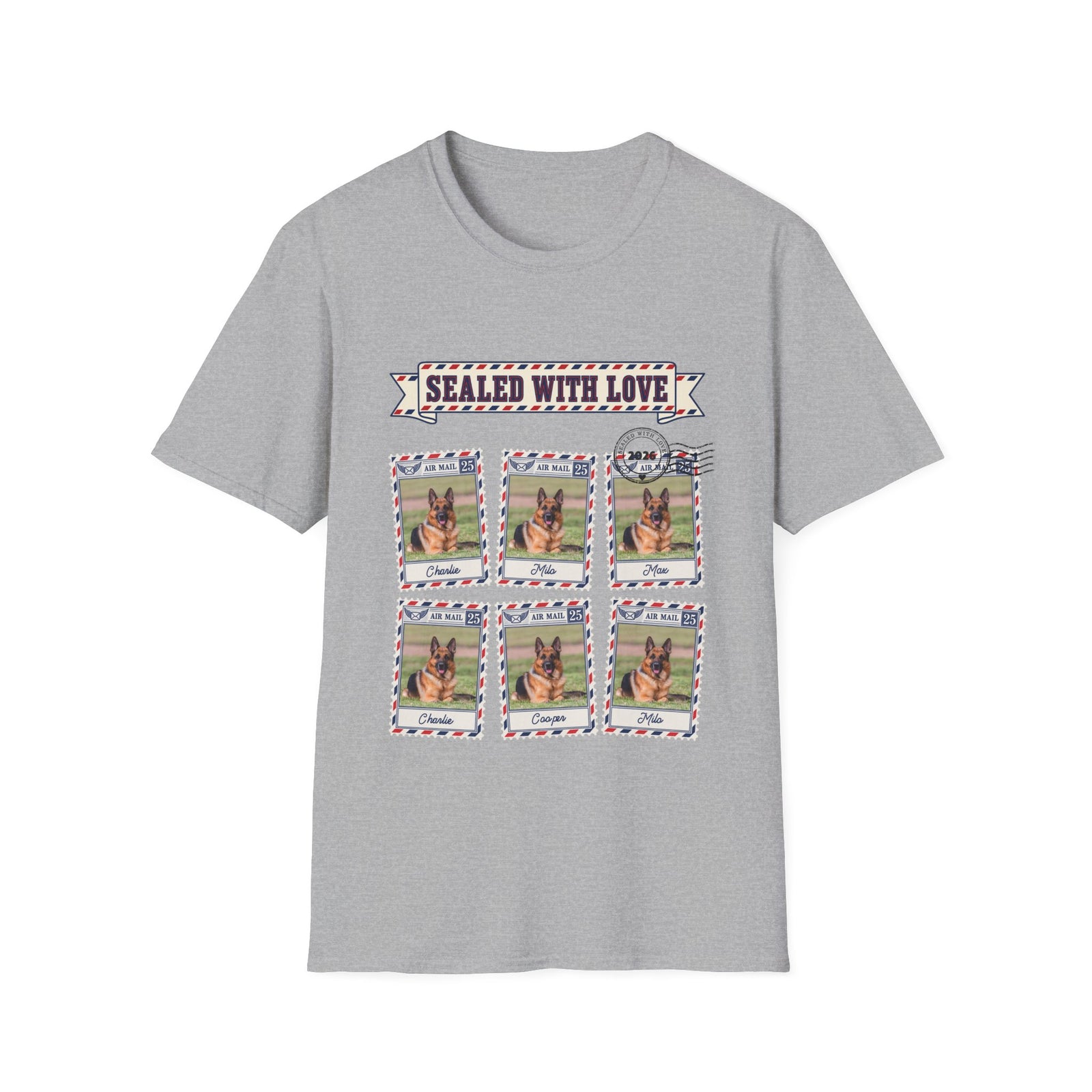 Personalized Graphic Tee – Dog Air Mail Stamps – Foto 10