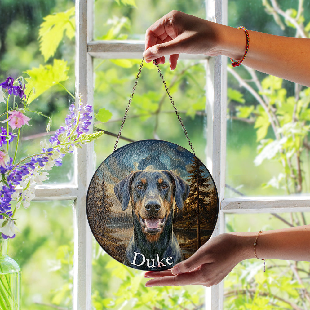 Personalized Dog Portrait Stained Glass Ornament