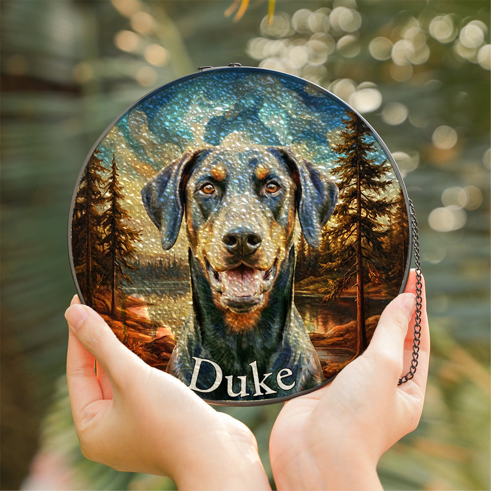 Personalized Dog Portrait Stained Glass Ornament