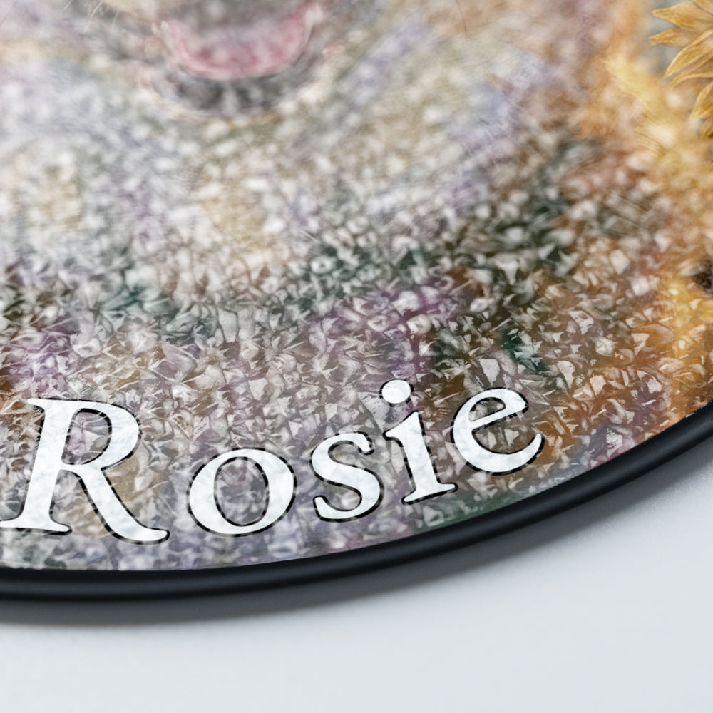 Personalized Corgi & Sunflowers Stained Glass Ornament