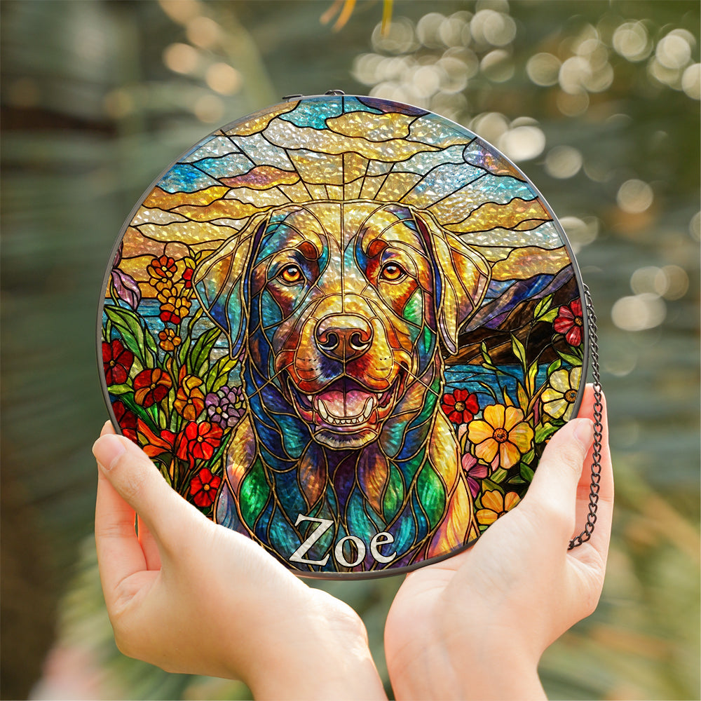 Personalized Dog Portrait Stained Glass Ornament