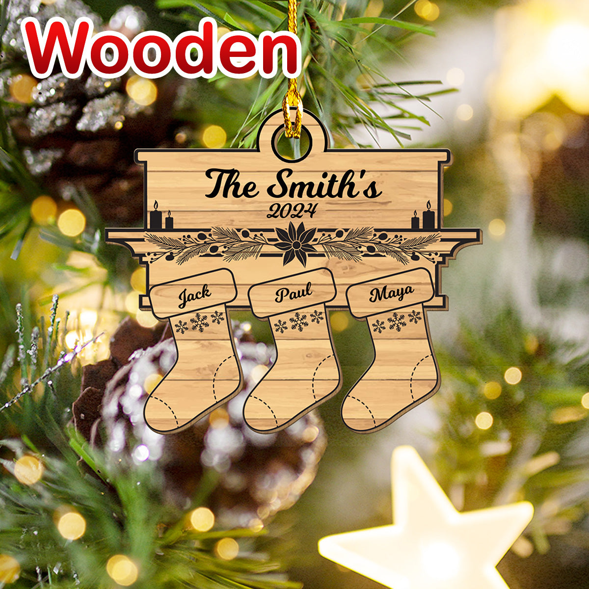 Family Sock Ornament - Personalized Christmas Ornament - Up to 15 Names