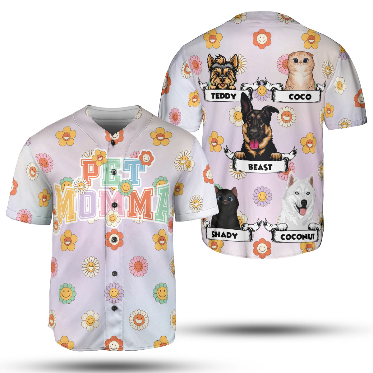 Personalized Pet Momma Baseball Jersey - Create Your Own Jersey - Up to 5 Pets