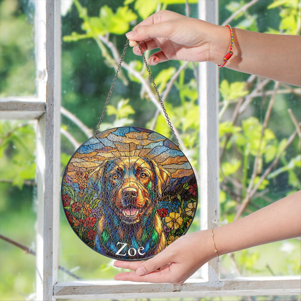 Personalized Dog Portrait Stained Glass Ornament