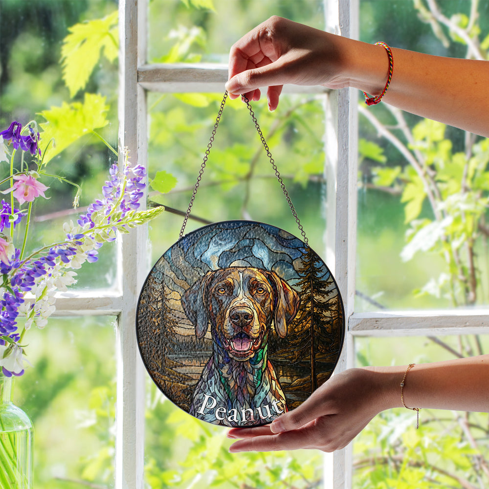 Personalized Dog Portrait Stained Glass Ornament