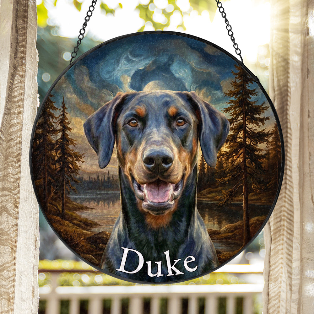 Personalized Dog Portrait Stained Glass Ornament
